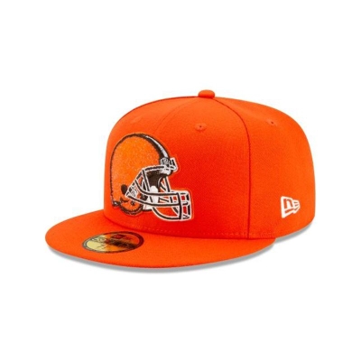 Brown Cleveland Browns Hat - New Era NFL Crystals from Swarovski 59FIFTY Fitted Caps USA0362897